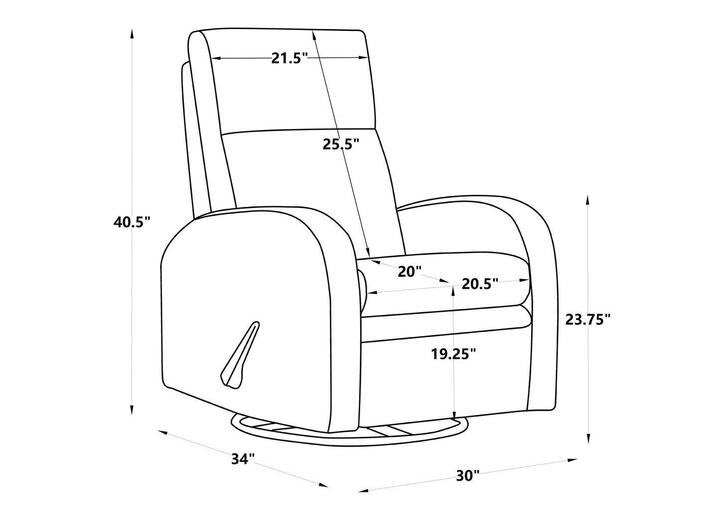 York Handle Manual Glider Swivel Recliner