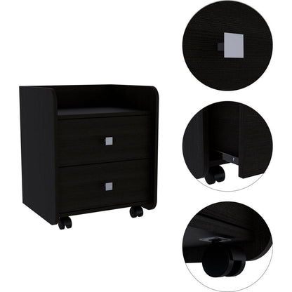 Lakewood 1-Shelf 2-Drawer Nightstand Black Wengue