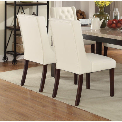 Modern Faux Leather White Tufted Set of 2 Chairs Dining Seat Chair