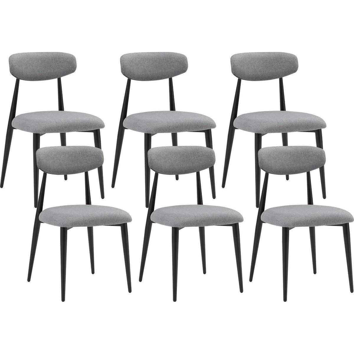 (Set of 6) Dining Chairs, Upholstered Chairs with Metal Legs for Kitchen Dining Room, Grey