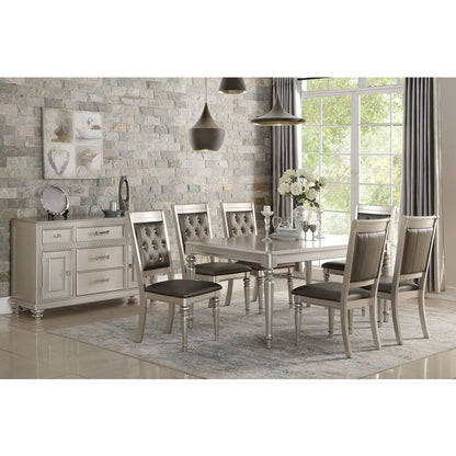 Luxury Silver Accent Tufted Upholstered Chairs Set of 2 Dining Side Chairs