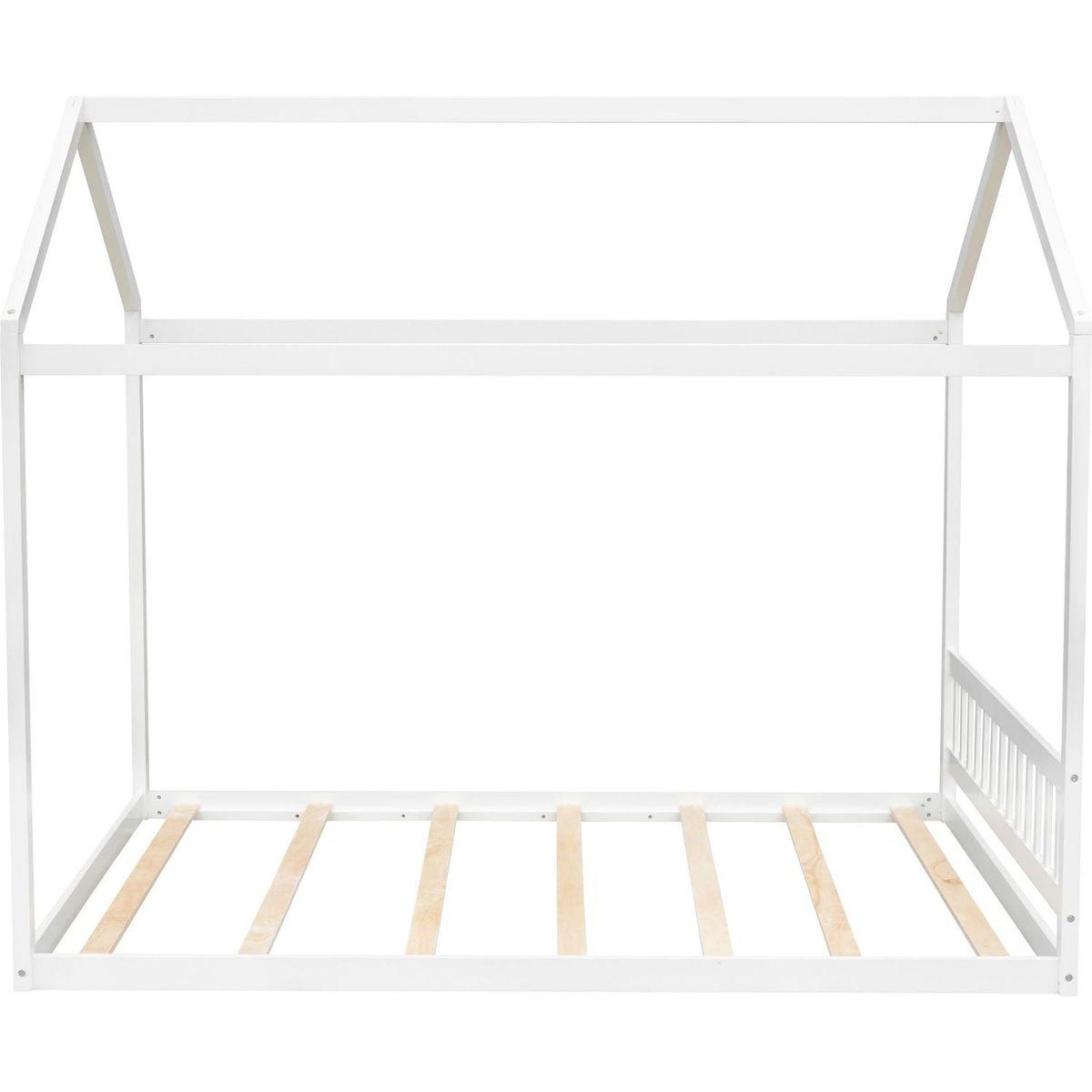 Queen Size Wooden House Bed with Headboard, White - Streamdale Furniture