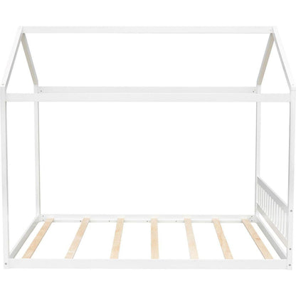 Queen Size Wooden House Bed with Headboard, White - Streamdale Furniture