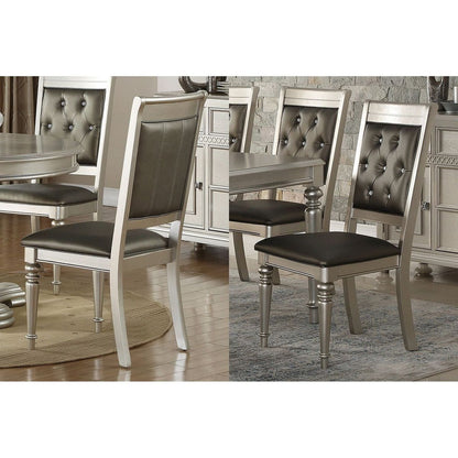 Luxury Silver Accent Tufted Upholstered Chairs Set of 2 Dining Side Chairs