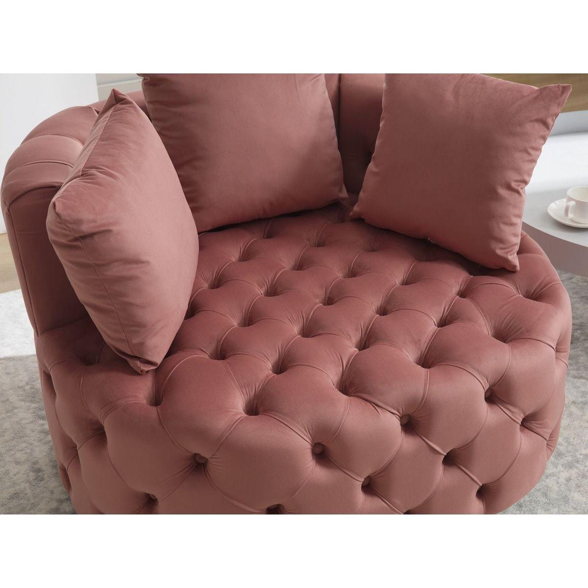 Accent Chair / Classical Barrel Chair for living room / Modern Leisure Sofa Chair (Pink)