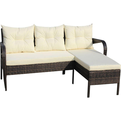 Outdoor patio Furniture sets 2 piece Conversation set wicker Ratten Sectional Sofa With Seat Cushions (Beige Cushion)