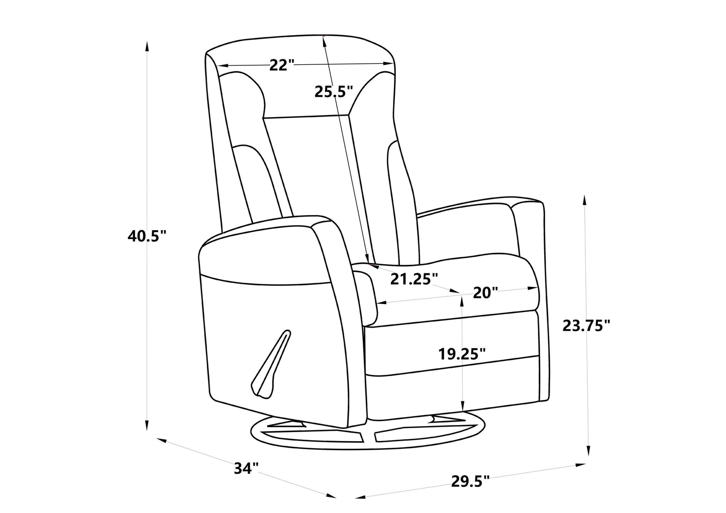 Burren Handle Manual Glider Swivel Recliner