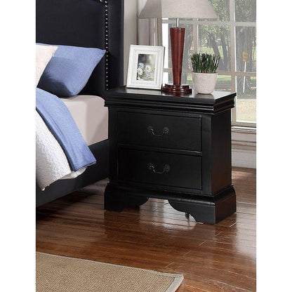 Contemporary Bedroom Furniture Nightstand Black Color 2 x Drawers Bed Side Table Pine wood