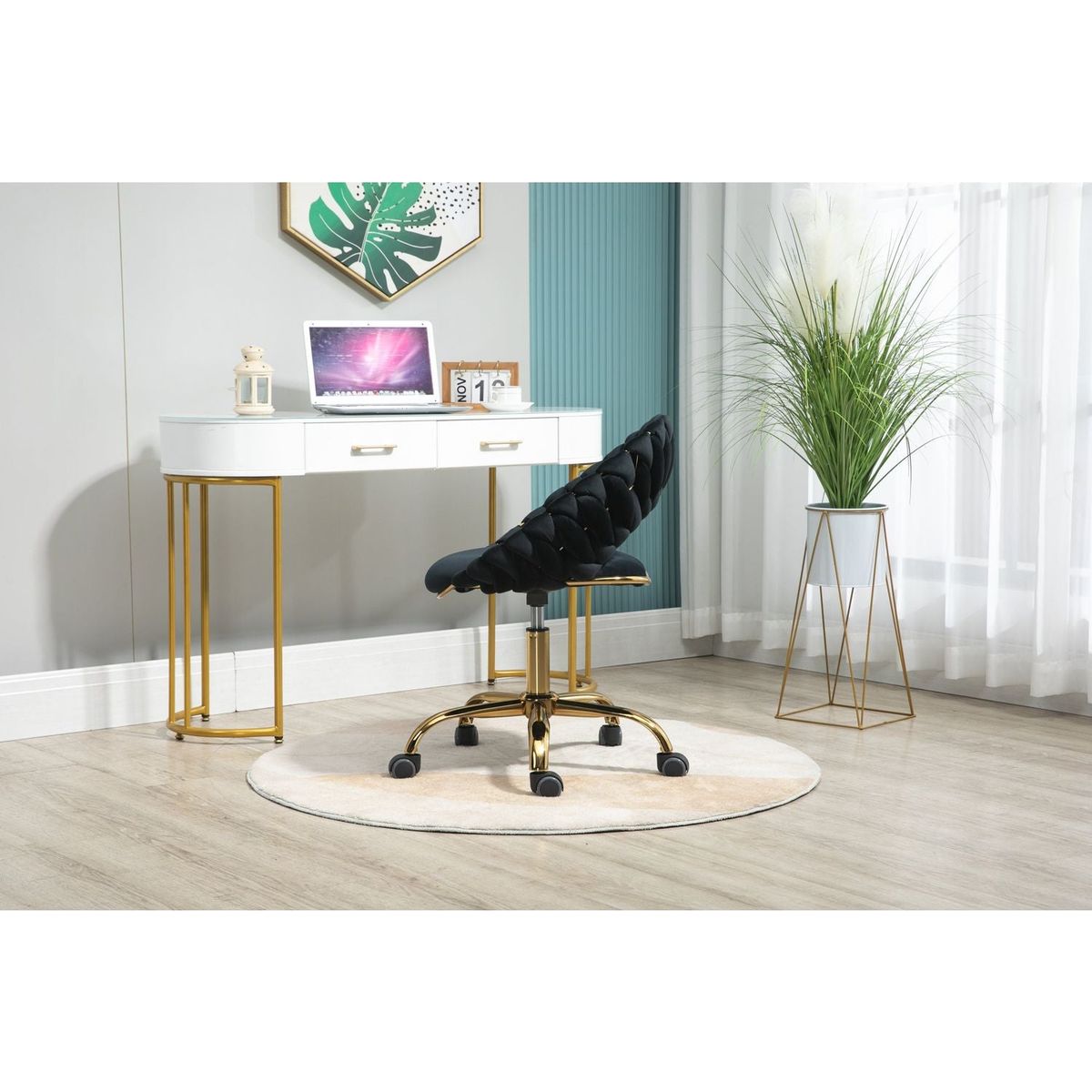 Computer Chair Office Chair Adjustable Swivel Chair Fabric Seat Home Study Chair