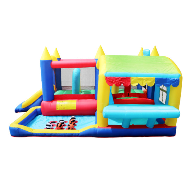 7 in 1 Inflatable Bounce House, Bouncy House with Ball Pit for Kids Indoor Outdoor Party Family Fun, Obstacles, Toddler Jump Bouncy Castle with Ball Pit for Birthday Party Gifts - Streamdale Furniture