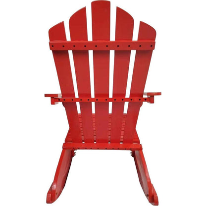 Reclining Wooden Outdoor Rocking Adirondack chair, Red