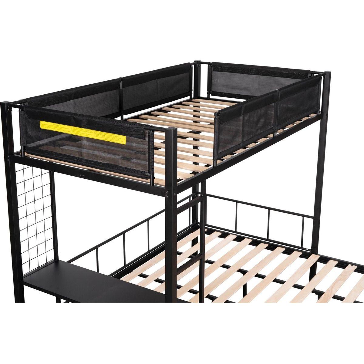 Twin over Full Bunk with Shelves & Grid Panel