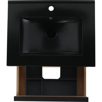 24" Bathroom Vanity, With Black Ceramic Sink And 2 Soft Close Drawers (BLO-G-BL9060BK)W1286S