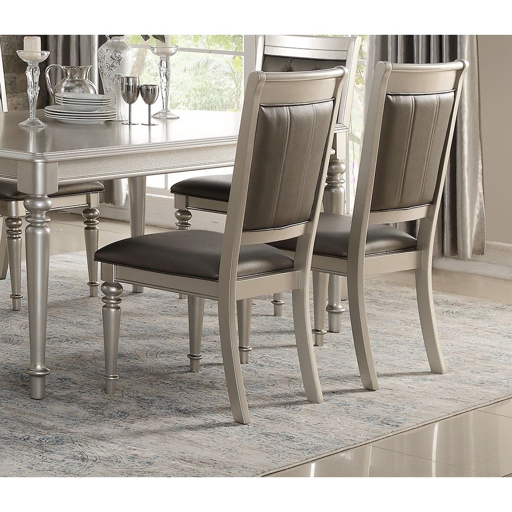 Luxury Silver Accent Tufted Upholstered Chairs Set of 2 Dining Side Chairs