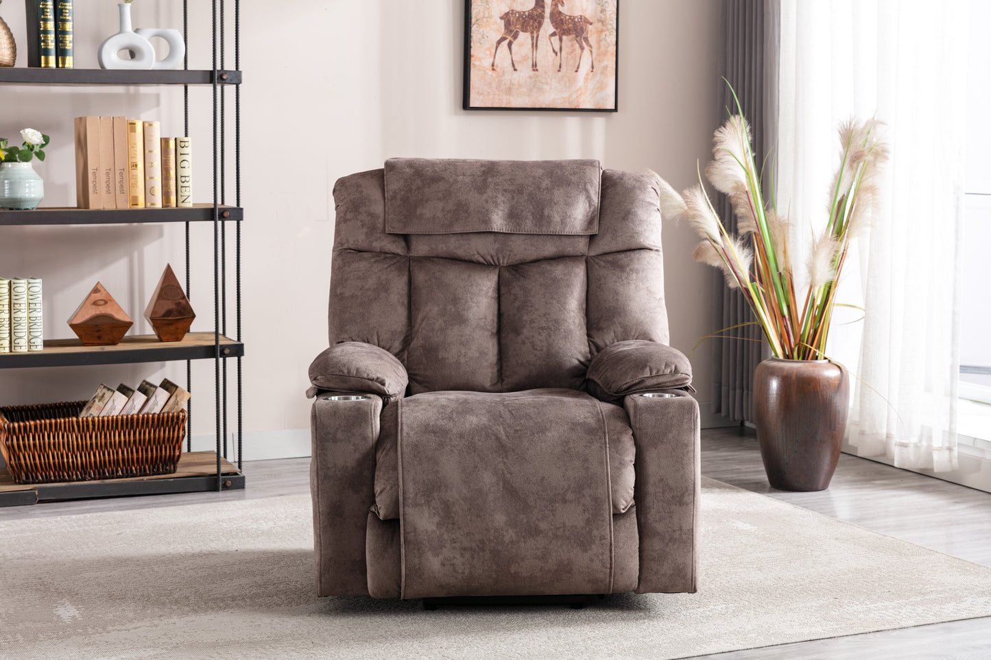 Power Lift Recliner Chair For Elderly, 3 Positions Reclining Chairs With 2 Cup Holders, Electric Sofa Recliner for Livingroom, Comfy Theater Recliner With USB Port, Washable Chair Covers