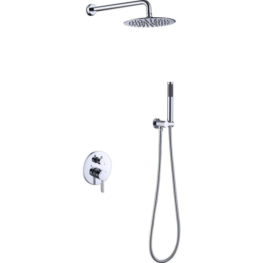 Shower System Shower Faucet Combo Set Wall Mounted with 10" Rainfall Shower Head and handheld shower faucet, Chrome Finish Shower Faucet Rough-In