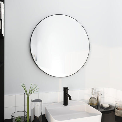 32 x 32 Inch Bathroom Mirror Black Aluminum Frame