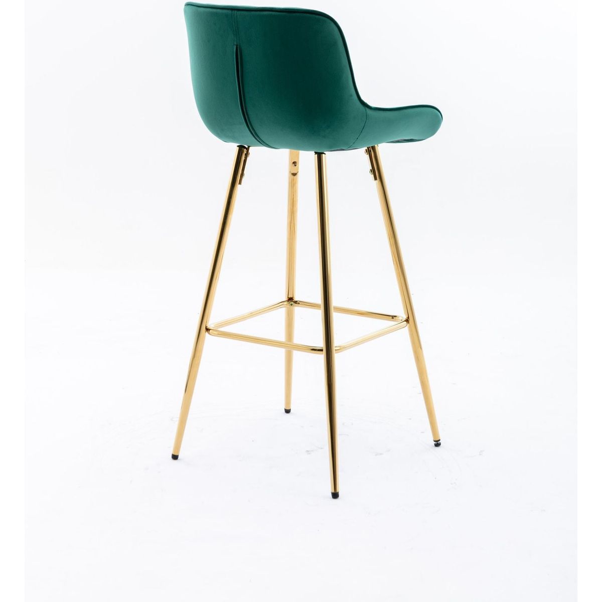 26 Inch Set of 2 Bar Stools, with Chrome Footrest Velvet Fabric Counter Stool Golden Leg Simple Bar Stool, GREEN