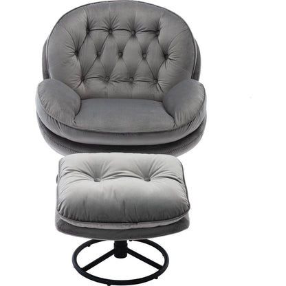 Accent chair TV Chair Living room Chair Grey with ottoman