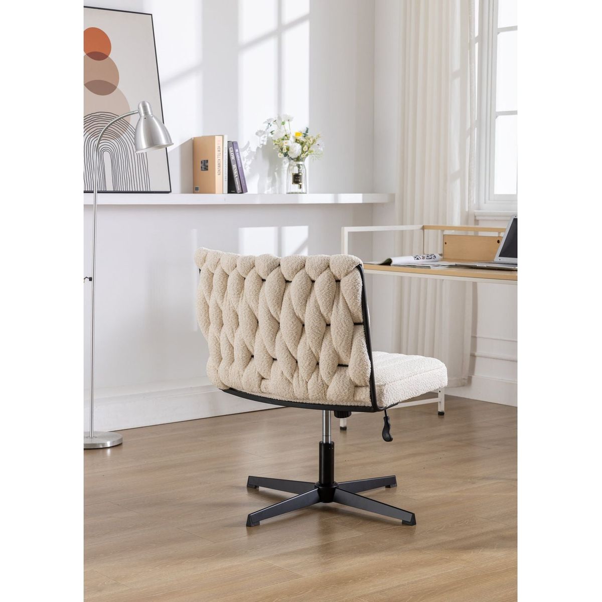 Armless Office Desk Chair No Wheels