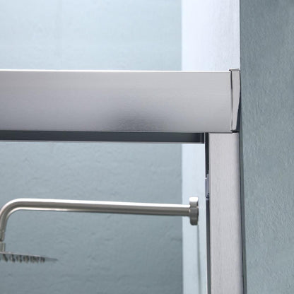 Shower Door 48" W x 76" H Semi-Frameless Bypass Sliding Shower Enclosure, Brushed Nickel