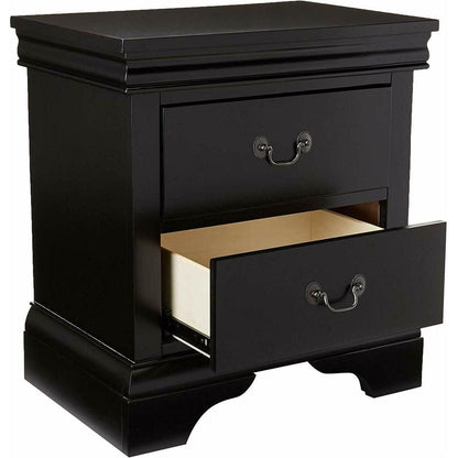 Contemporary Bedroom Furniture Nightstand Black Color 2 x Drawers Bed Side Table Pine wood