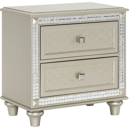 Glamorous Style Bedroom Furniture 1pc Nightstand of 2x Drawers Champagne Finish Acrylic Crystals Trim Modern Home Furniture