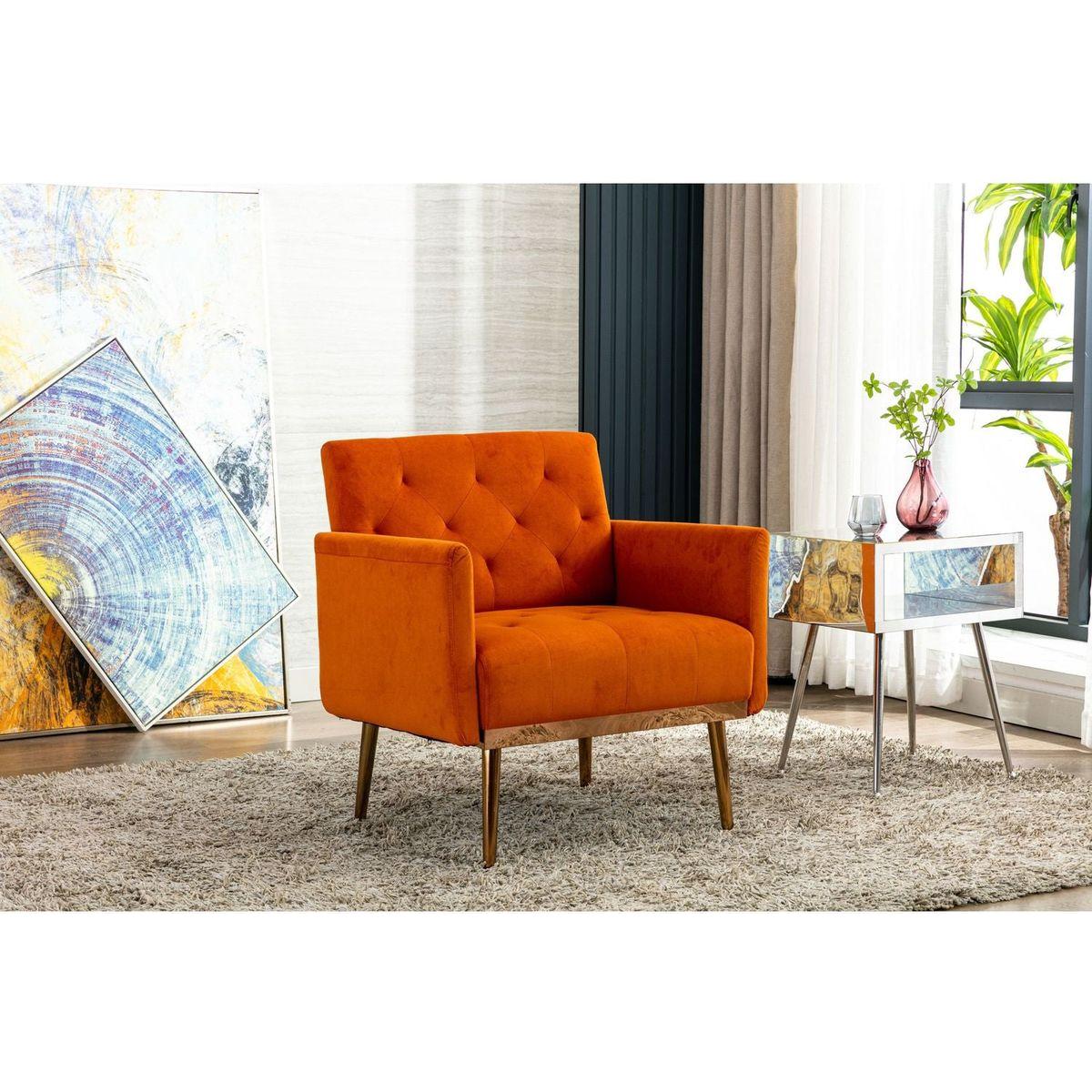 Accent Chair, leisure single sofa with Rose Golden feet