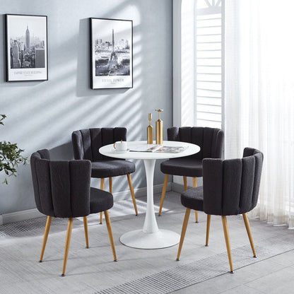 Modern GRAY dining chair (set of 2) with iron tube wood color legs, shorthair cushions and comfortable backrest, suitable for dining room, living room, cafe, simple structure.