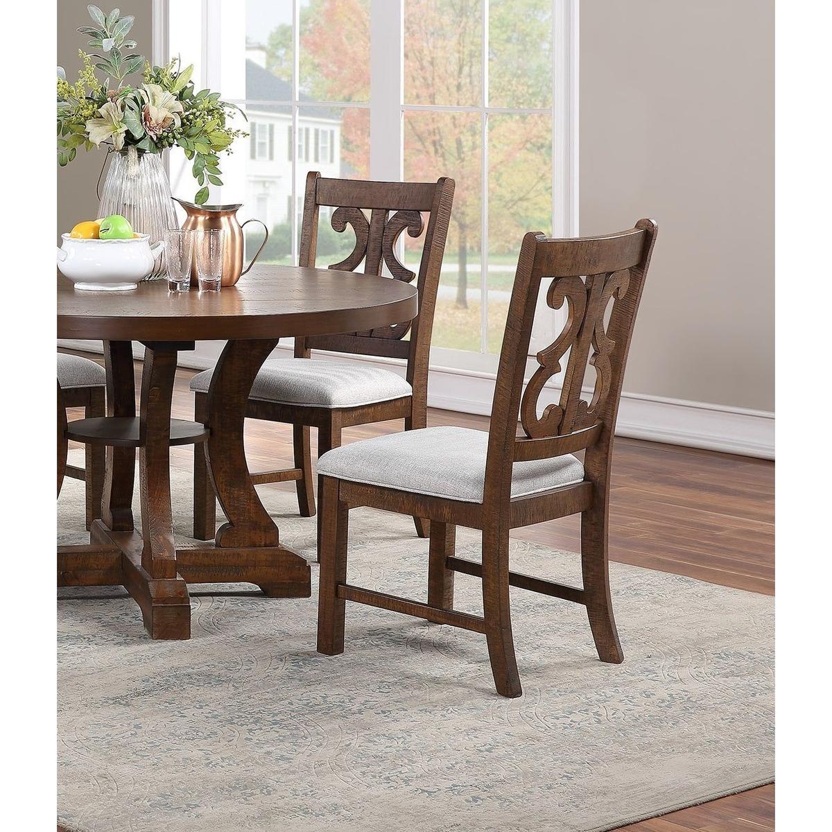 Formal Classic Crafted Design Dining Room Set of 2 Chairs Wooden Cushion Seat Distressed paint Chairs