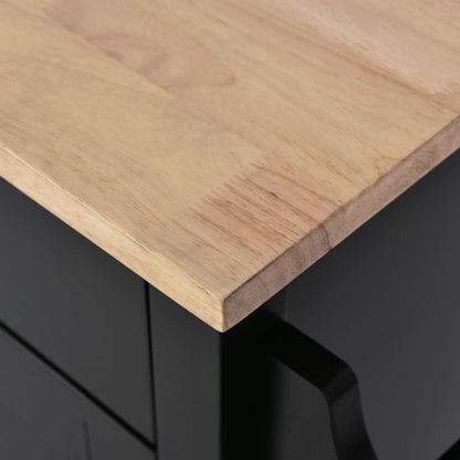 Kitchen Cart with Rubber wood Drop-Leaf Countertop, Concealed sliding barn door adjustable height, Kitchen Island on 4 Wheels with Storage Cabinet and 2 Drawers, L52.2xW30.5xH36.6 inch, Black