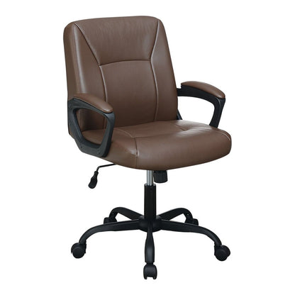 Adjustable Height Office Chair with Padded Armrests, Brown