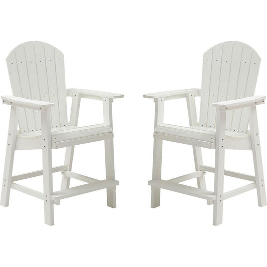 HIPS Bar Chair with Armrest,Patio Bar Chair Set of 2, White