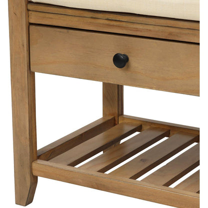 Shoe Rack with Cushioned Seat and Drawers, Multipurpose Entryway Storage Bench