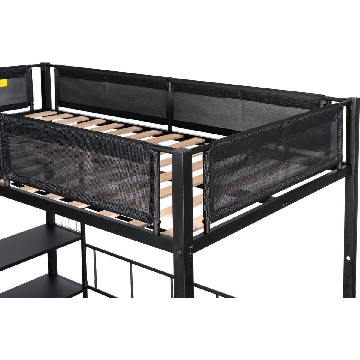 Twin over Full Bunk with Shelves & Grid Panel