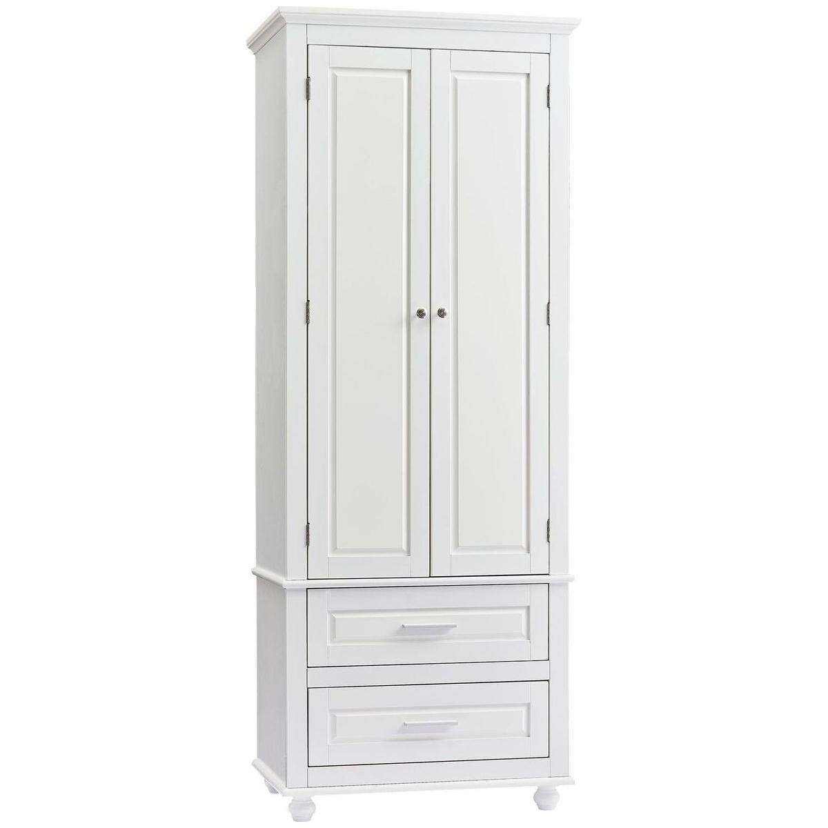 Tall Storage Cabinet with Two Drawers for Bathroom/Office, White