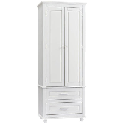 Tall Storage Cabinet with Two Drawers for Bathroom/Office, White