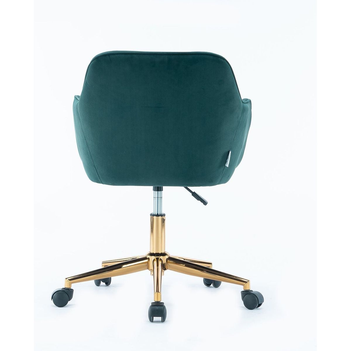 Modern Velvet Fabric Material Adjustable Height 360 revolving Home Office Chair with Gold Metal Legs and Universal Wheels for Indoor, Dark Green