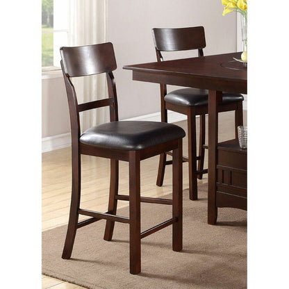 Set of 2 Chairs Dining Room Furniture Dark Brown Cushioned Solid wood Counter Height Chairs