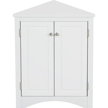 White Triangle Bathroom Storage Cabinet with Adjustable Shelves, Freestanding Floor Cabinet for Home Kitchen