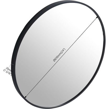 24" Large Round Black Circular Mirror