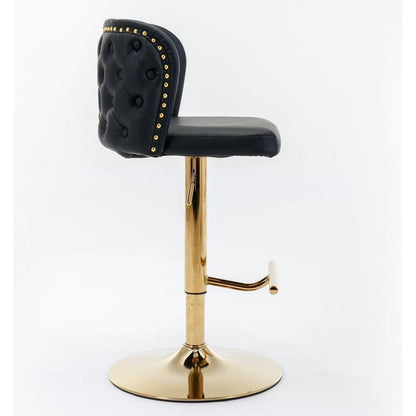 Swivel Barstools Adjusatble Seat Height, Modern PU Upholstered Bar Stools with the whole Back Tufted, for Home Pub and Kitchen Islandlack, Set of 2)