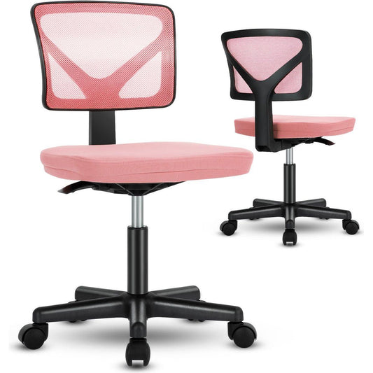 Armless Desk Chair Small Home Office Chair with Lumbar Support