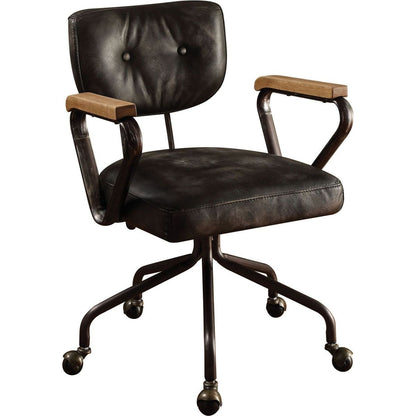 Hallie Office Chair in Vintage Black Top Grain Leather