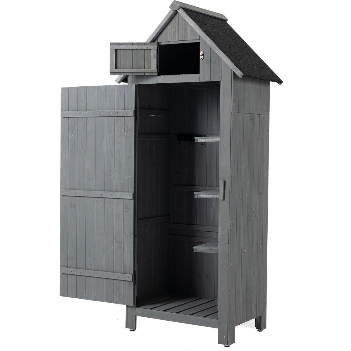 30.3" L X 21.3" W X 70.5" H Outdoor Storage Cabinet Tool Shed Wooden Garden Shed Gray