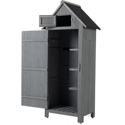 30.3" L X 21.3" W X 70.5" H Outdoor Storage Cabinet Tool Shed Wooden Garden Shed Gray