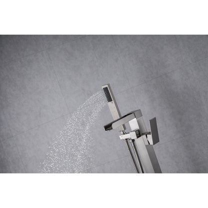 Bathtub Faucet Waterfall Tub Filler Floor Mount Brass Single Handle Bathroom Faucets with Hand Shower