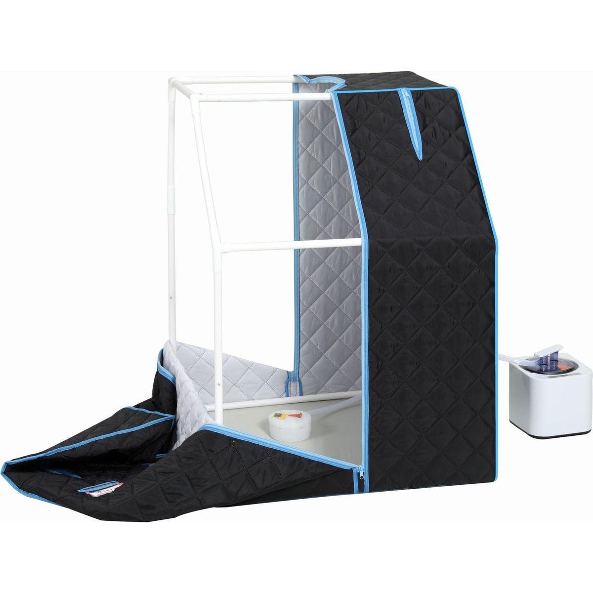 Portable Half body Black Steam Sauna Tent for Personal Relaxation, Detox and Therapy at home.PVC Pipe Connector Easy to Install.Fast heating with FCC Certification