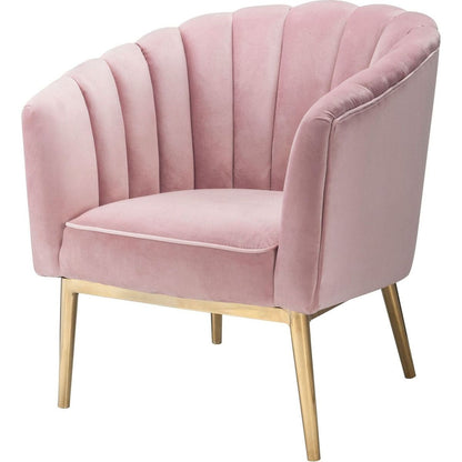 Colla Accent Chair in Blush Pink Velvet & Gold