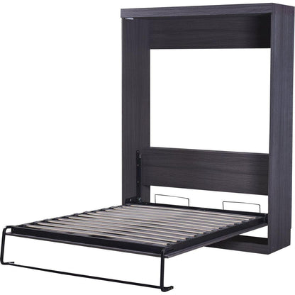 Full Size Murphy Bed with Wardrobe and Drawers, Storage Bed, can be Folded into a Cabinet, Gray